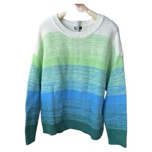 Striped Green and Blue Sweater Ombré Pullover